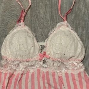 Women's Victoria's Secret Pink/White Striped Nightgown-MEDIUM
